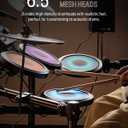 Donner DED-70L Electronic Drum Set with LED Light Up Quiet Mesh Drum Pads & 9" Cymbals, 150 Sounds, 15 Drum Kits, USB MIDI, Type-C Charging, 2 Pedal, Throne, Headphones, Sticks, Melodics Lessons
