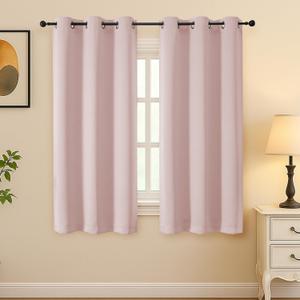 Simplebrand Blush Room Darkening Curtains for Bedroom 63 Inch Length 2 Panels Set, Thermal Insulated Energy Saving Curtains for Kids Room, Grommet Solid Nursery Window Treatment Drapes, W40 x L63