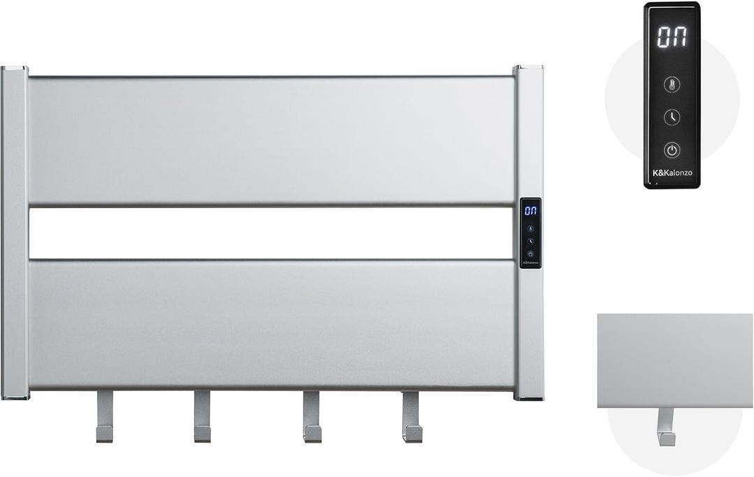 Electric Heated Towel Rack, 2-Min Heat, Plug-in/Hardwired, H2-S