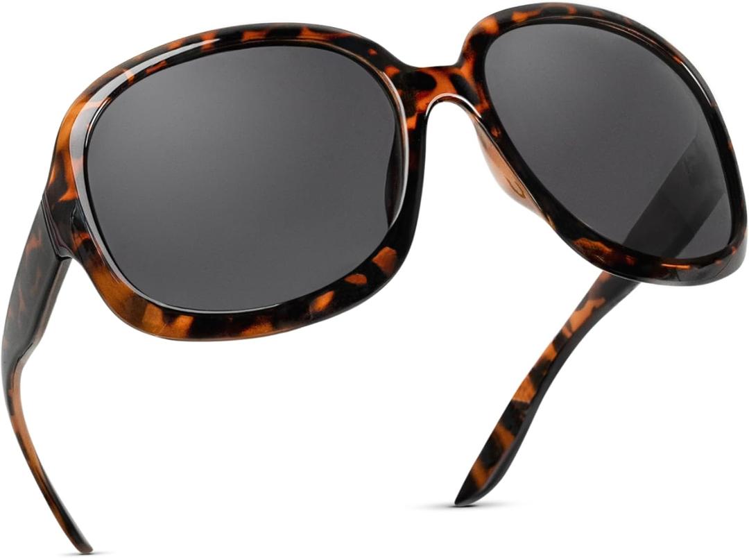 miyya Bug Eye Oversized Polarized Sunglasses Womens, Trendy Retro Sun Glasses for Women 2025, Oversized UV Protection Shades (Smoke Tortoise/Black)