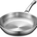 12 inch Tri-Ply Stainless Steel Pan,PFOA&PTFE Free Skillets,Chef's Pans,Dishwasher and Oven Safe Cookware, Works on Induction,Ceramic and Gas Cooktops