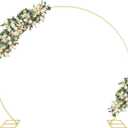 Gawicpy 8.7FT Round Backdrop Stand Metal Circle Balloon Arch Frame, Backdrop Stand Arch, Wedding Arches for Ceremony Birthday Party Bridal Graduation Decoration Baby Shower (Gold)
