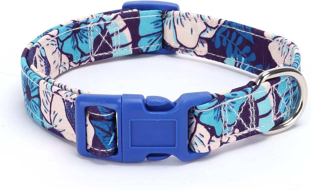 Dog Collar for Small Medium Large Dogs, Adjustable Soft Puppy Collars with Quick Release Buckle Walking Running Training (L, Dark Blue)