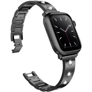 Mosonio Dressy Jewelry Bracelet Bands Compatible with Apple Watch Band 46mm 45mm 44mm 49mm 42mm 41mm 40mm 38mm for Women, Cute and Stylish Diamond Metal Strap for iWatch Series 11 10 9 8 7 6 5 4 3 2 1 SE Ultra