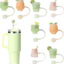 COOK WITH COLOR 8 PCS Straw Covers Straw Toppers for Tumblers - Cute Reusable Caps in Various Shapes for 8 mm Straws, Lemonades