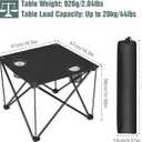 Folding Camping Table with 2 Cup Holders, Portable Picnic Table 600D Oxford Fabric, Lightweight Beach Table with Carrying Bag for Outdoor, Camping, Picnic, Beach, BBQ