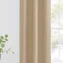 NICETOWN Room Warming Curtain, Bedroom Full Blackout Panel, Super Thick Insulated Window Cover, Complete Blackout Drapery with Black Liner for Short Window(Biscotti Beige, 1 PC, 42 by 63-inch)