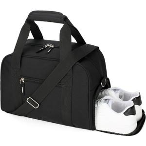 SeaRock 14 inch Small Gym Bag for Men & Women, Mini Duffle Bag with Shoe Compartment, Carry On Duffel Bag for Travel Sports, Black