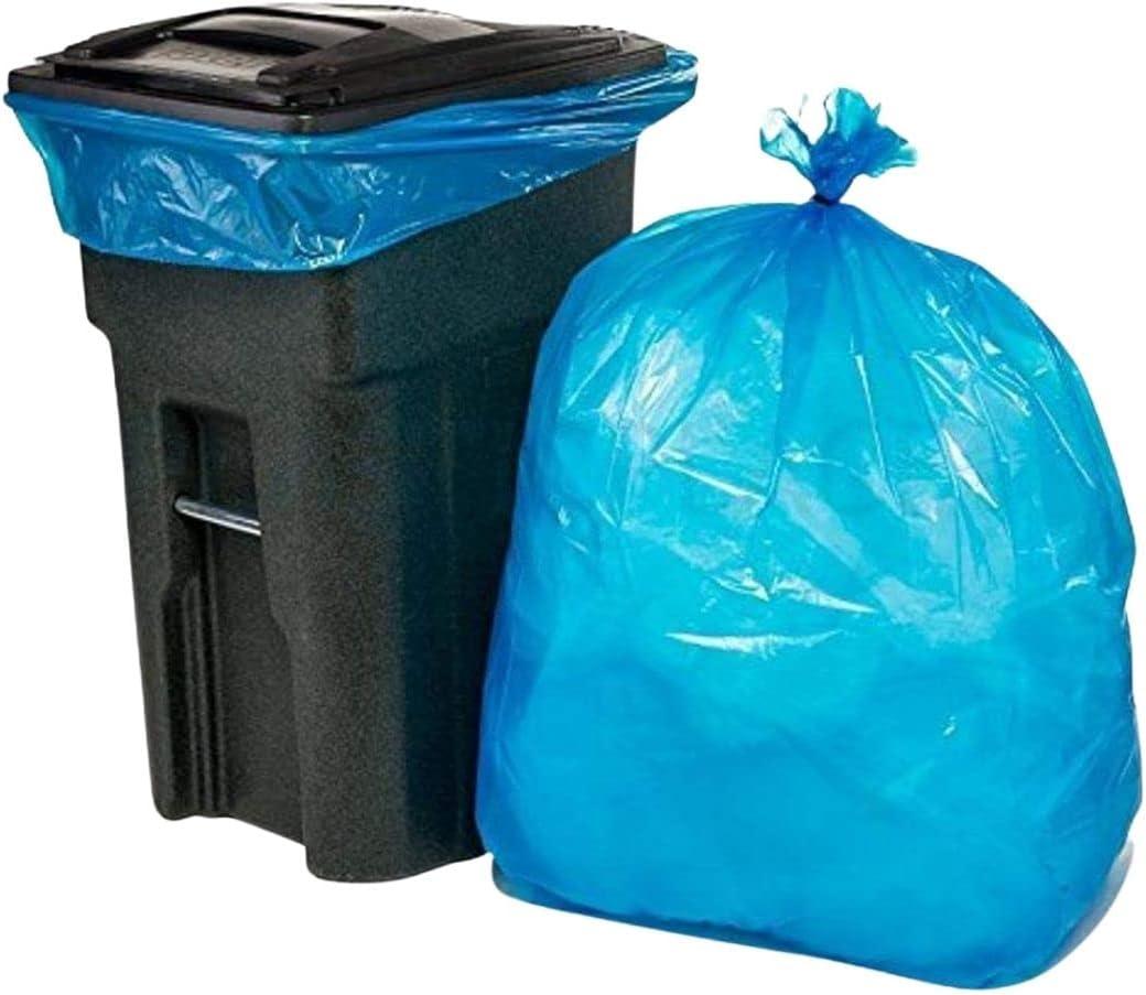 Plasticplace 64-65 Gallon Recycling Trash Bags For Toter 1.5 Mil  Blue Heavy Duty Garbage Can Liners  50 x 60 (50 Count)