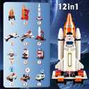 12-in-1 Space Rocket Building Blocks Kit - STEM Educational Toy Ages 6-12, 566 Pieces Creative Assembly Set for Kids
