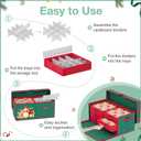 Christmas Ornament Storage Box 96 Bits - 3 Inch Adjustable Dividers Christmas Storage Containers with Lids Ornament Organizer Side Open Christmas Decoration Storage with Removable Drawer Trays (Green)