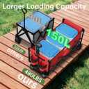 Extra Long Collapsible Wagon Cart, 480LBS Heavy Duty Utility Wagons with All-Terrain Wheels, Foldable Grocery Carts for Gardening, Shopping, Beach, Camping, Red