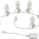 USB 5V LED 6 Light Accessory Set Compatible with Department 56, Christmas Village Cottages,Pumpkins,Halloween Indoor Outdoor Atmosphere Decoration,Blow molds,9.8ft White Cord with C7 Lamp