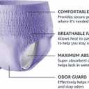 Amazon Basics Postpartum Incontinence Underwear for Women, Maximum Absorbency, Bladder Leak Protection, Soft, Disposable, Odor Control, Comfortable Fit, X-Large, Lavender, 48 Count (3 Packs of 16)