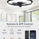 LEDIARY 20" Ceiling Fans with Lights and Remote, Modern Low Profile Ceiling Fan, 3 CCT, Stepless Dimmable, Fandelier Flush Mount Fan Light, 6 Speeds, DC Motor, App & Remote Control for Bedroom(Black)