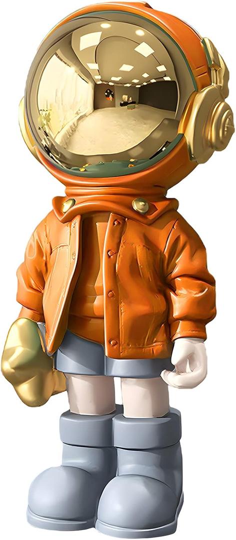 Dosker Astronaut Statues Spaceman Sculpture Polyresin Arts Gifts Orange Figurine Ornament Room Decor for Men,Home and Crafts Desktop Accessories Tabletop Decoration, Living Room, Office, Bookshelf (Large)