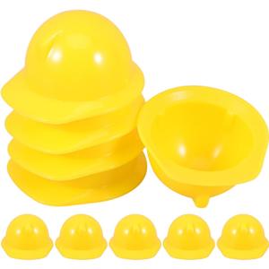 2 x 10 Pack Dollhouse Toy Construction Hard Hats, Bulk Plastic Worker Kids Party Hat, Birthday for Construction Birthday Party, Childrens Engineer,Building Dress Up Cap, Theme Favors (Yellow)