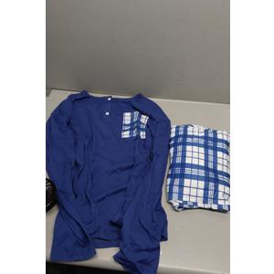 FLYCURVY Women's Pajama Sets 2 Piece Long Sleeve Sleepwear Soft Pj Set Loungewear Plaid Pjs with Pockets XS-L Blue