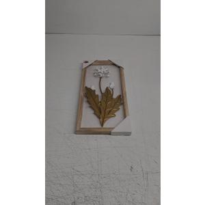 Metal Flower Wall Art Decor 15 Inch White and Gold Floral Sculpture Iron Wall Hanging Decoration