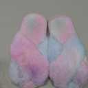 Evshine Women's Fuzzy Slippers Cross Band Memory Foam House Slippers Open Toe, Pink, 38-39 (Size 7-8)
