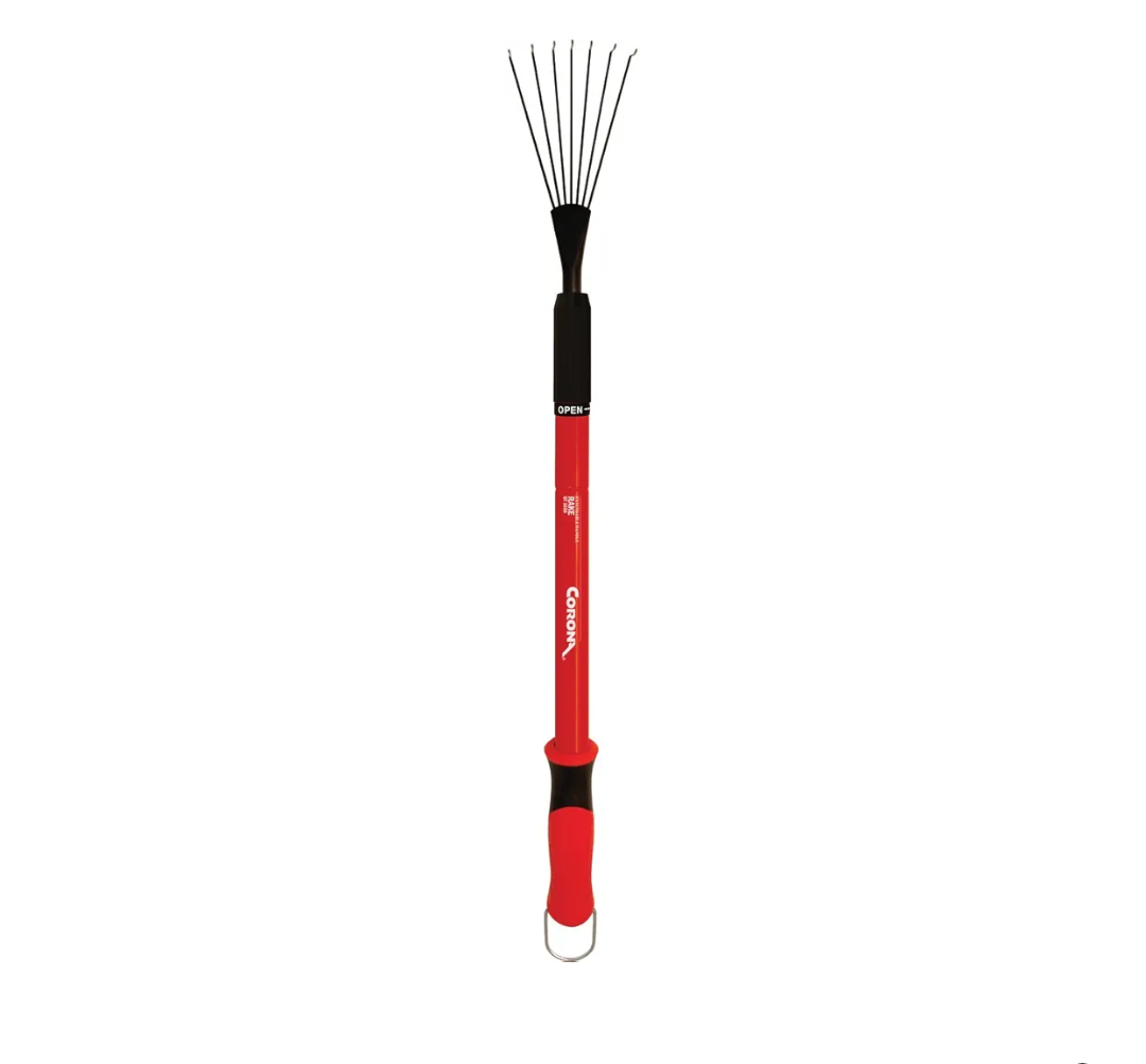 Corona GT 3050 Extendable Handle Rake, Extends reach to 34", Red, 18"-36"
