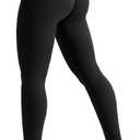 YEOREO Leggings for Women Hidden Scrunch High Waisted Yoga Pants V Cross Tummy Control Craze Compression Workout (Small, Black)