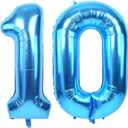 TONIFUL 40 Inch Blue Large Numbers Balloon Birthday Party Decorations, Foil Mylar Big Number Balloon Digital 10 for 2026 Graduation New Year Eve 10th Birthday, 10th Anniversary, Graduation Ceremony
