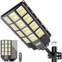 loyoele 3-Pack 9000W Solar Flood Lights Outdoor, Wide Angle 4800000LM Commercial Parking Lot Light Solar Street Light Outdoor Security IP66 Lamp for Basketball Court, Road, Garden (Black)