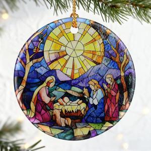 5 x Christian Gifts: Nativity Scene Ornament | Christmas Ornaments (Religious Christmas Decorations), Christian Holiday Decor, Holy Family Ornament, Religious Gifts, Baptism Gift & Xmas Gift