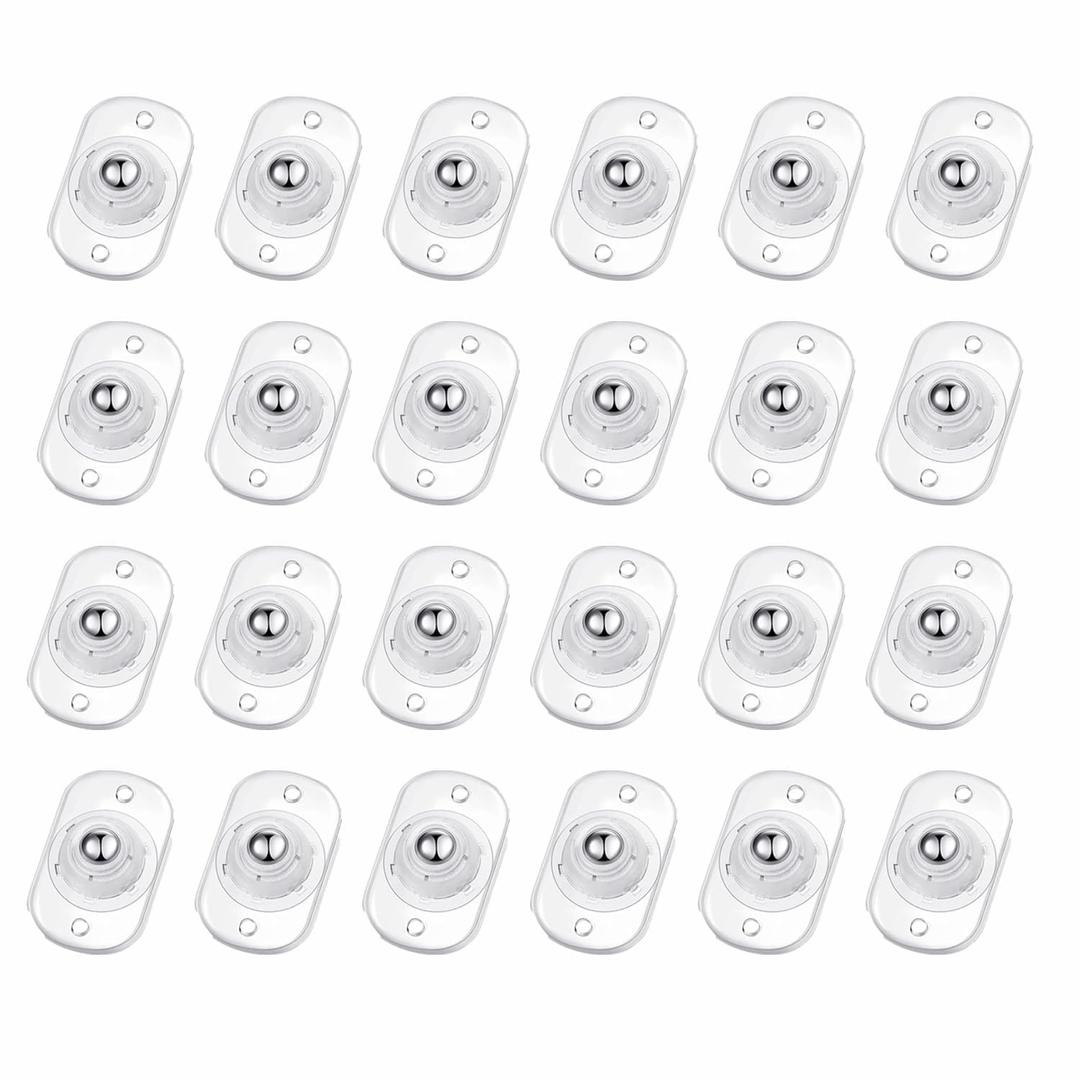 TRVL FIELDER Self Adhesive Caster Wheels, Appliance Rollers Appliance Slider for Kitchen, 360 Swivel Small Casters - Solve Coffee Maker Air Fryer Small Appliances Countertop Sliding (Clear - 24 Pcs)