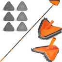 JEHONN Wall Mop with Long Handle 80 inches, Upgraded 180 Collapsible Baseboard Cleaner Tool with Squeegee, Ceiling Duster with 3 Microfiber and 3 Chenille Pads for Cleaning Window, Cabinet (Orange)