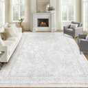 8x10 Area Rugs for Living Room: Washable Large Vintage Floral Rug Low Pile Non-Slip Boho Carpet for Bedroom Home Office Dining Room (Floral Grey, 8'x10')