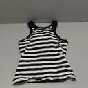 SUUKSESS Women Padded Cotton Ribbed Tank Tops 2025 High Neck Racerback Basic Tops (Medium, Black White Stripe)
