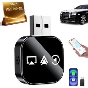 Wireless Carplay Adapter 3 in 1 2026 Updated Video Input Adapters for iPhone USB Cars with Bluetooth to Android Auto Smart Screen Mirroring Device for Movies on Interior Electronics Auxiliar
