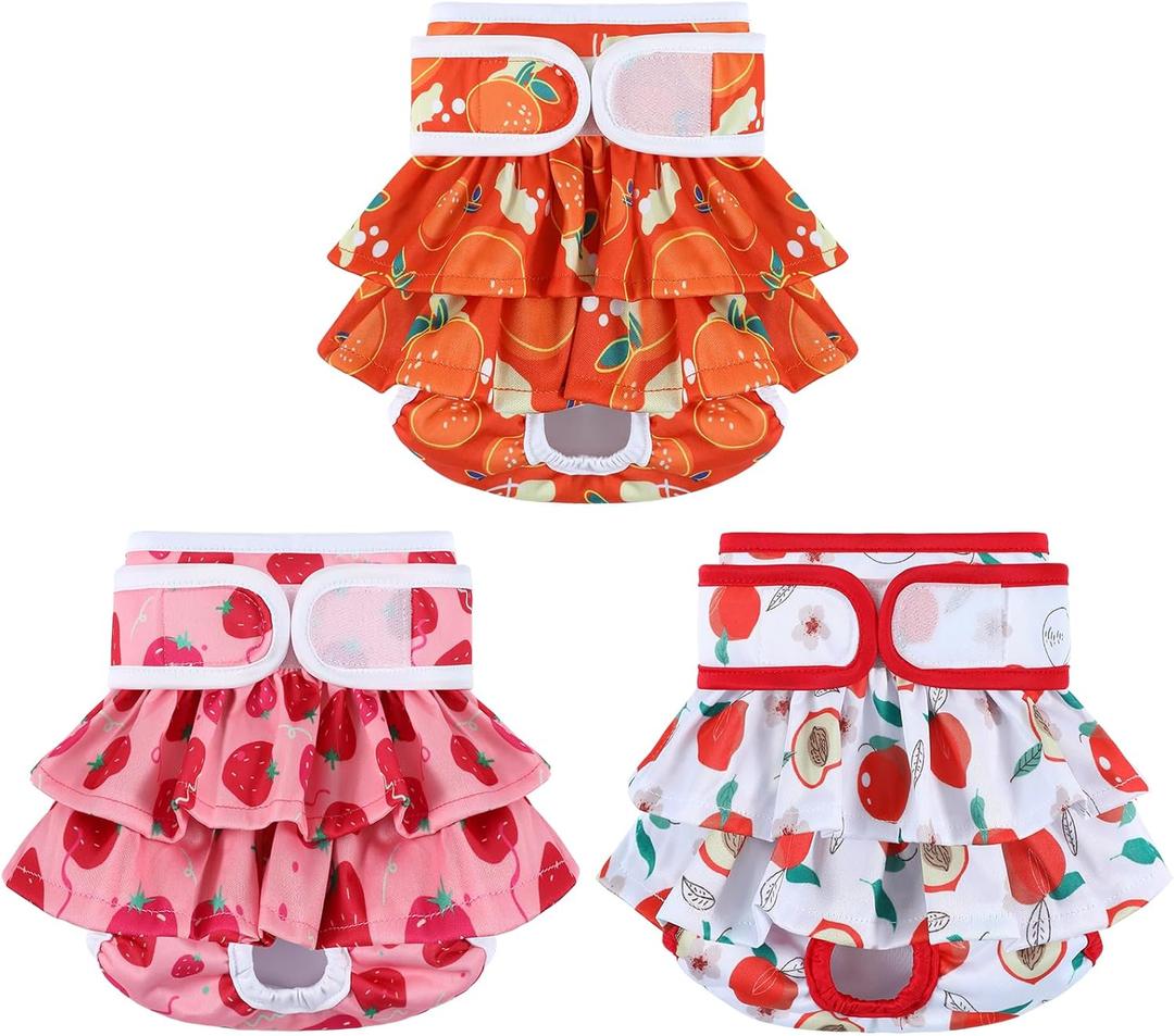 Female Dog Diapers (3 Pack) - Washable, Reusable for Heat, Incontinence, Excitable Urination - Puppy Diapers, Size Small