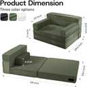 YEPDIN Folding Sofa Bed,Convertible Sofa Bed with Armrest Foldable Sleeper Chair, Portable Folding 4-in-1 Floor Sofa with Convertible Lounge Chair for Living Room,Bedroom,Washable Cover,Green Single, Compact