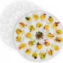 PAHTTO Deviled Egg Platter 2 Pack, Deviled Egg Trays with 24 Slot Each, Egg Container for Party Display, Portable Easter Egg Holder, Dishwasher Safe Melamine, 12inch Diameter