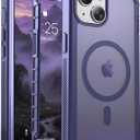 Magnetic for iPhone 13 Case, [Compatible with MagSafe][Military Grade Drop Protection][Heavy Duty Protection][Non-Slip][Shockproof] 2-Layer Durable Bumper Phone Case 6.1''-Dark Purple