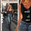 3 Pcs Women's Thermal Tank Tops Fleece Lined Sleeveless Underwear Vest Reversible U/v Neck Warm Base Layer Camisole