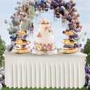 3 Pack White Table Skirt, Wrinkle-Free Spandex Table Covers 6ft, Elastic Fitted Washable Tablecloth for Rectangle Tables for Wedding, Banquet, Party, Events