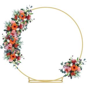 6.6FT Round Backdrop Stand, Wedding Metal Circle Balloon Arch Kit Frame Flower Ring Stand for Wedding Birthday Party Ceremony Anniversary Graduation Backdrop Decoration, Gold (6.6FT Gold)