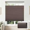 Joydeco No Tools No Drill Blinds for Indoor Windows, Cordless Window Blinds Cellular Shades Top Down Bottom Up Blackout Honeycomb Blinds Thermal Insulated Noise Reduction (Dark Brown, 34" W x 64" H)