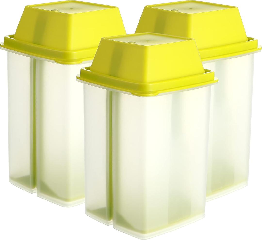 CHENGU 3 Pieces Jalapeno Pickle Containers with Strainers Square Dispensers Free Storage of Condiment Food Pickle Holder with Easy to Open Lid Design for Pickled Kitchen Tools (Yellow), 3.9 x 3.9 x 7.5 inches