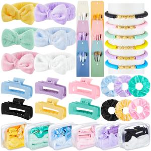 Zeyune 36 Pcs Gifts Sets Bulk for Tween Teen Women Preppy Party Favors Trendy Preppy Stuff Gift Makeup Bag Hair Pin Scrunchies Headbands Bracelet for Graduation Sleepover Party Favors(Macaron Colors)