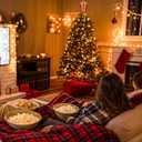 Gejoy Popcorn Christmas Tree Toppers Christmas Movie Night Party Supplies Decorations Wooden Xmas Tree Ornament for Indoor Movie Holiday Party Supplies