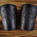100% Genuine Leather Handmade Wrist Cuffs Bracers - LARP Gauntlet - Real Leather Wristbands - LARP Accessories Viking Cosplay Armor Bracelet Dragon Embossing Archery Armguard 5" 130drhh