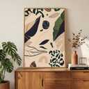 Framed Boho Abstract Botanical Wall Art for Living Room, Neutral Earthy Tropical Leaf Canvas Painting Prints Artwork for Walls, Mid Century Modern Vertical Wall Decor for Bedroom Home Office, 24x36 In