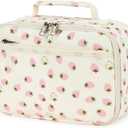 Bluboon Kids Girls Lunch Bag Insulated Lunch Box for school Corduroy Lunch Cooler Organizer School Kids Lunch Tote (Corduroy Pink & white strawberry)