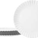 TP 8" Reusable Melamine Paper Plates, Round Plates for Party Picnic Outdoors, Set of 8, White