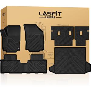 LASFIT Floor Mats & Cargo Liner with Backrest Mat for Chevrolet Chevy Equinox/GMC Terrain 2018-2024 (Not for Equinox EV 2024-2025), All Weather TPE Custom Fit Floor Mats Car Mats Full Set, Black